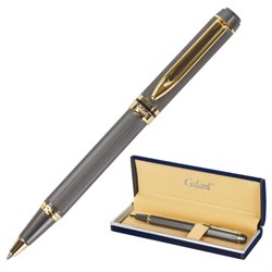 Ручка подарочная шариковая GALANT "Dark Chrome", корпус матовый хром, золотистые детали, пишущий узел 0,7 мм, синяя, 140397 - фото 11018762