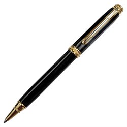 Ручка подарочная шариковая GALANT "Black", корпус черный, золотистые детали, пишущий узел 0,7 мм, синяя, 140405 - фото 11018786