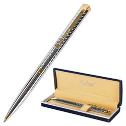 Ручка подарочная шариковая GALANT "Barendorf", корпус серебристый с гравировкой, золотистые детали, пишущий узел 0,7 мм, синяя, 141011 - фото 11019196