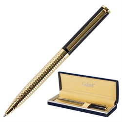Ручка подарочная шариковая GALANT "Black Melbourne", корпус золотистый с черным, золотистые детали, пишущий узел 0,7 мм, синяя, 141356 - фото 11019971
