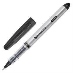 Ручка-роллер BRAUBERG "Control", ЧЕРНАЯ, корпус серебристый, узел 0,5 мм, линия письма 0,3 мм, 141553 - фото 11020475