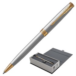 Ручка шариковая PARKER "Sonnet Core Stainless Steel GT", корпус серебро, позолота, черная, 1931507 - фото 11021708