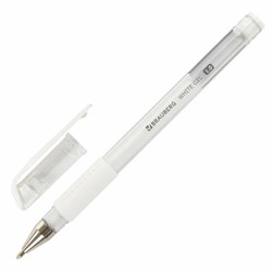 Ручка гелевая с грипом BRAUBERG "White", БЕЛАЯ, пишущий узел 1 мм, линия письма 0,5 мм, 143416 - фото 11025592