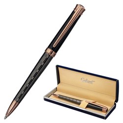 Ручка подарочная шариковая GALANT "COLLAGE", корпус черный/металлический, детали розовое золото, узел 0,7 мм, синяя, 143507 - фото 11026479