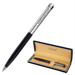 Ручка подарочная шариковая GALANT "ACTUS", корпус серебристый с черным, детали хром, узел 0,7 мм, синяя, 143518 - фото 11026599