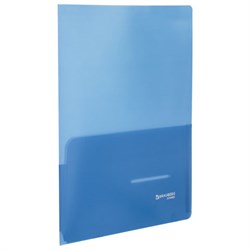 Папка-уголок с 2 карманами BRAUBERG, синяя, 0,18 мм, 224883 - фото 11054273