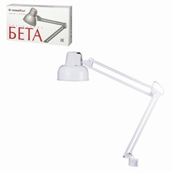 Настольная лампа светильник Бета на струбцине, цоколь Е27, белый - фото 11069921