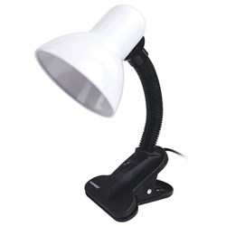Настольная лампа-светильник SONNEN OU-108, на прищепке, цоколь Е27, белый, 236678 - фото 11074277