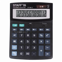 Калькулятор настольный STAFF STF-888-12 (200х150 мм), 12 разрядов, двойное питание, 250149 - фото 11080283