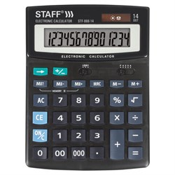 Калькулятор настольный STAFF STF-888-14 (200х150 мм), 14 разрядов, двойное питание, 250182 - фото 11080293