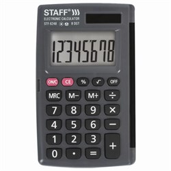 Калькулятор карманный STAFF STF-6248 (104х63 мм), 8 разрядов, двойное питание, 250284 - фото 11080414