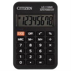 Калькулятор карманный CITIZEN LC-110NR, МАЛЫЙ (89х59 мм), 8 разрядов, питание от батарейки, ЧЕРНЫЙ - фото 11080540