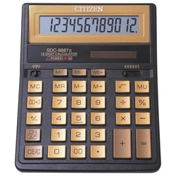 Калькулятор настольный CITIZEN SDC-888TIIGE (203х158 мм), 12 разрядов, двойное питание, ЗОЛОТОЙ - фото 11080564