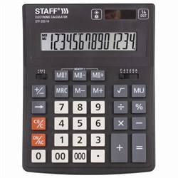 Калькулятор настольный STAFF PLUS STF-333 (200x154 мм), 14 разрядов, двойное питание, 250416 - фото 11080612