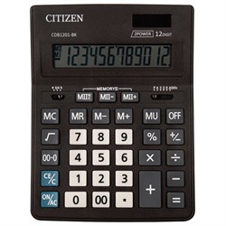 Калькулятор настольный CITIZEN BUSINESS LINE CDB1201BK (205x155 мм), 12 разрядов, двойное питание - фото 11080746