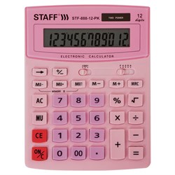 Калькулятор настольный STAFF STF-888-12-PK (200х150 мм) 12 разрядов, двойное питание, РОЗОВЫЙ, 250452 - фото 11080782