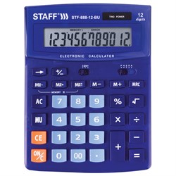 Калькулятор настольный STAFF STF-888-12-BU (200х150 мм) 12 разрядов, двойное питание, СИНИЙ, 250455 - фото 11080818