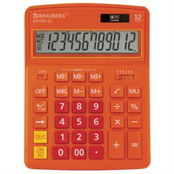 Калькулятор настольный BRAUBERG EXTRA-12-RG (206x155 мм), 12 разрядов, двойное питание, ОРАНЖЕВЫЙ, 250485 - фото 11081164