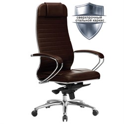 Кресло офисное МЕТТА "SAMURAI" KL-1.04, экокожа, темно-коричневое - фото 11112433