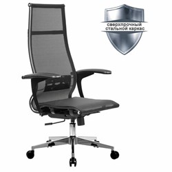 Кресло офисное МЕТТА "К-7-Т" хром, прочная сетка, сиденье и спинка регулируемые, черное - фото 11116888