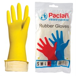 Перчатки хозяйственные латексные, х/б напыление, размер XL (очень большой), желтые, PACLAN "Professional" - фото 11123145