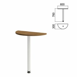 Стол приставной полукруг "Арго", 600х300х760 мм, орех/опора хром (КОМПЛЕКТ) - фото 11147827