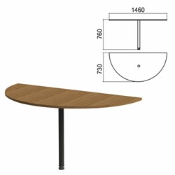 Стол приставной полукруг "Арго", 1460х730х760 мм, орех/опора черная (КОМПЛЕКТ) - фото 11147858