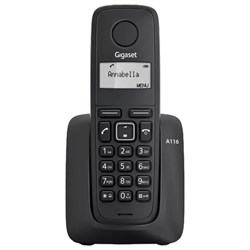 Радиотелефон Gigaset A116, память 50 номеров, АОН, повтор, часы, черный, S30852H2801S301 - фото 11211065