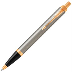 Ручка шариковая PARKER "IM Core Brushed Metal GT", серебристый матовый лак, позолота, синяя, 1931670 - фото 11261196
