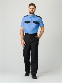 Рубашка охранника с коротким рукавом мужская, ярко-голубой - фото 11295041