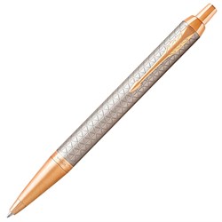 Ручка шариковая PARKER "IM Premium Warm Silver GT", корпус матовое серебро, позолота, синяя, 1931687 - фото 11296569