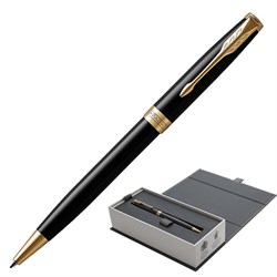 Ручка шариковая PARKER "Sonnet Core Lacquer Black GT", корпус черный глянцевый лак, позолоченные детали, черная, 1931497 - фото 11383027