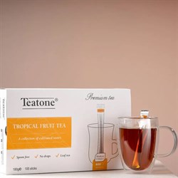 Чай TEATONE черный с ароматом тропических фруктов, 100 стиков по 1,8 г, 1247 - фото 11765970