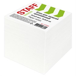 Блок для записей STAFF проклеенный, куб 9х9х9 см, белый, белизна 90-92%, 129204 - фото 12525371
