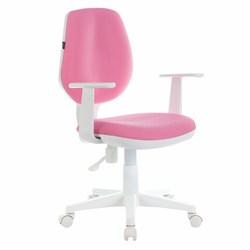 Кресло детское BRABIX &quot;Fancy MG-201W&quot;, с подлокотниками, пластик белый, розовое, 532409, MG-201W_532409