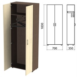Шкаф для одежды "Канц", 700х350х1830 мм, цвет венге/дуб молочный (КОМПЛЕКТ) - фото 13136251