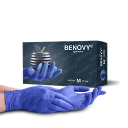 Перчатки BENOVY™ нитриловые 3,5гр. (50 пар), сиренево-голубой - фото 13137373