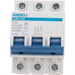 Автоматический выключатель ANDELI DZ47-63 - фото 13354052