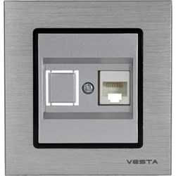 Розетка для сетевого кабеля Vesta Electric Exclusive Silver Metallic - фото 13357751