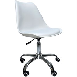 Кресло стул BRABIX &quot;Eames MG-310 CH&quot;, хром, пластик белый, экокожа белая, 532923