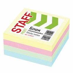 Блок самоклеящийся (стикеры) STAFF PROFIT ПАСТЕЛЬНЫЙ, 76х76 мм, 400 листов, 4 цвета, 129352 - фото 13552157
