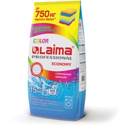 Стиральный порошок автомат 15 кг LAIMA PROFESSIONAL Color, для всех типов тканей, 605572 - фото 13555335