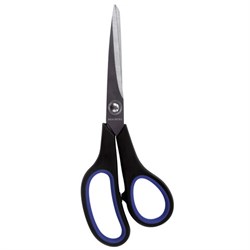 Ножницы BRAUBERG "Soft Grip", 216 мм, черно-синие, резиновые вставки, 3-х сторонняя заточка, 230763 - фото 13564164