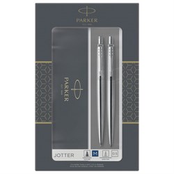 Набор PARKER &quot;Jotter Stainless Steel CT&quot;: шариковая ручка синяя и механический карандаш, 2093256