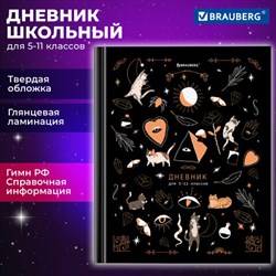 Дневник 5-11 класс 48 л., твердый, BRAUBERG, глянцевая ламинация, с подсказом, &quot;Astro cats&quot;, 106868