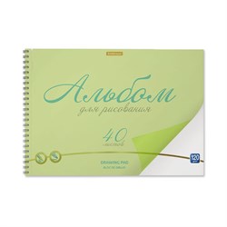 Альбом для рисования обложка пластик, А4, 40 л., гребень, 120 г/м2, перфорация, Erich Krause, &quot;Neon&quot;, зеленый, 58605