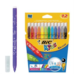 Фломастеры BIC &quot;Kid Couleur&quot;, 12 цветов, суперсмываемые, вентилируемый колпачок, европодвес, 9202932