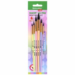 Кисти БЕЛКА набор 6 шт. (круглые № 1, 2, 3, 4, 5, 6), блистер, BRAUBERG KIDS, 201083 - фото 13743936