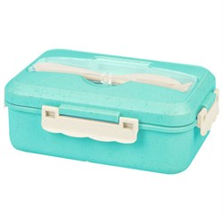 Ланч-бокс контейнер, 1 секция, 3 отделения, 1,4 л, ложка, вилка, 8х21х14 см, мятный, JOYLUX (ДЖОЙЛЮКС) ECO, 609344 - фото 15083475