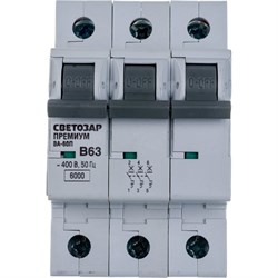Автомат Светозар Премиум 3п, 63 A, B, 6 кА, 400 В - фото 16418860